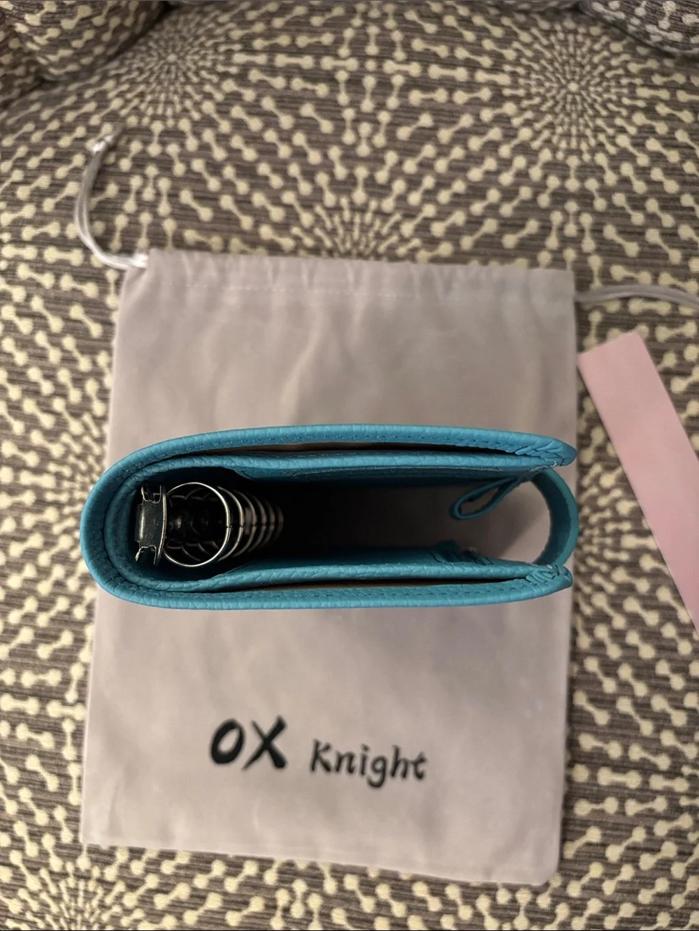 Light Blue Leather Pocket Size Ring Planner Cover Ox Knight Like New - Picture 7 of 12